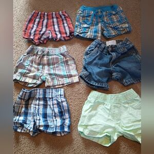Set of 6 Boys' Plaid and Denim Shorts